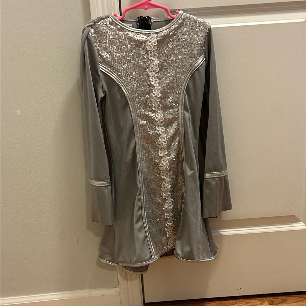 Silver Sequin Long Sleeve Dress